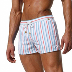Men's Striped Swim Shorts - Drawstring Waist and Quick-Dry Fabric