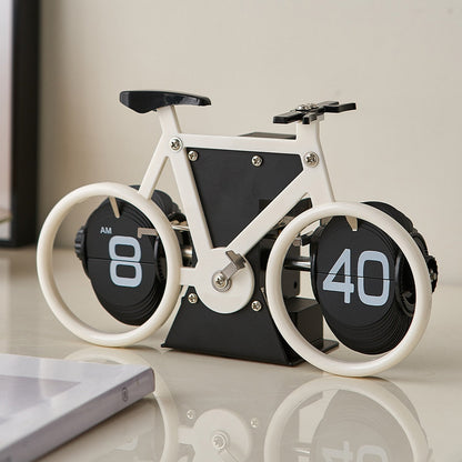Bicycle Flip Clock with Retro Design for Unique Home Decor Pearl White NALANI