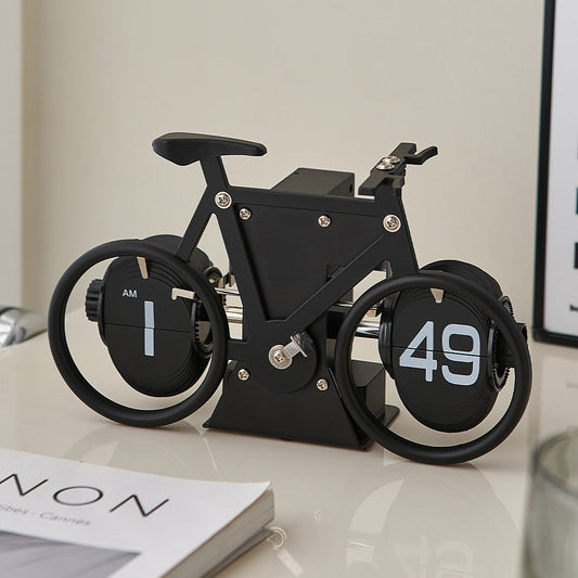 Bicycle Flip Clock with Retro Design for Unique Home Decor Jet Black NALANI