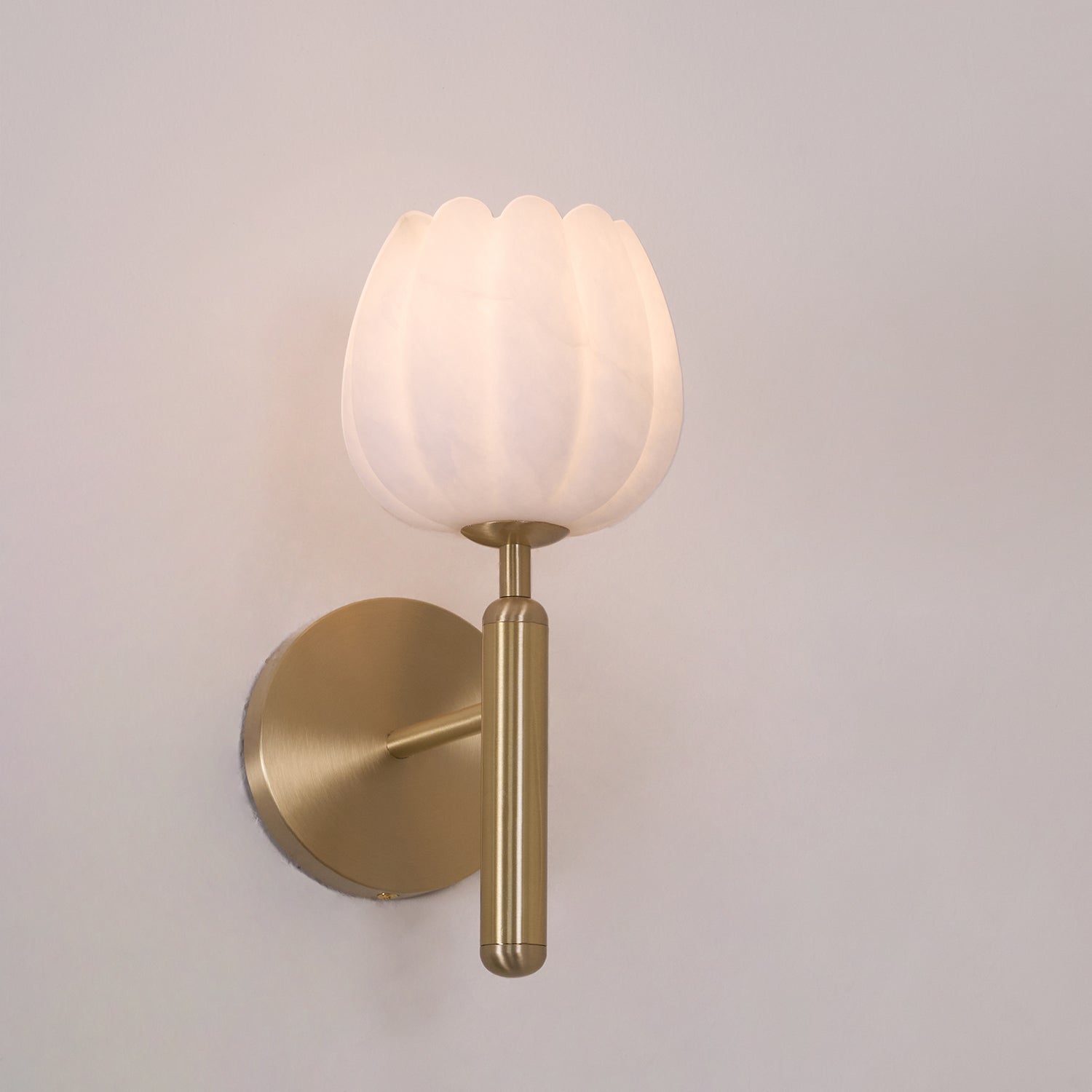 Brass Wall Sconce With Alabaster Flower Accents Design NALANI