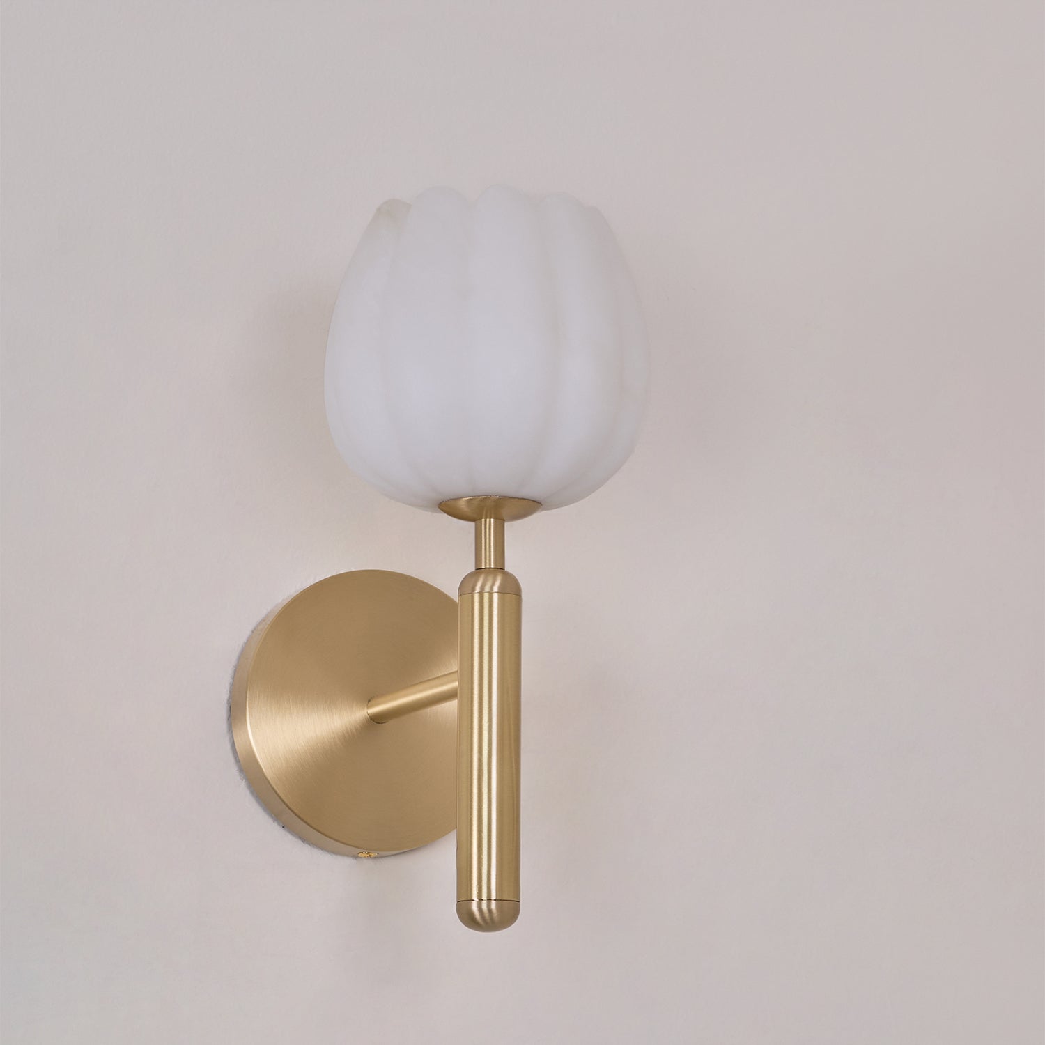 Brass Wall Sconce With Alabaster Flower Accents Design NALANI