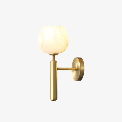 Brass Wall Sconce With Alabaster Flower Accents Design NALANI
