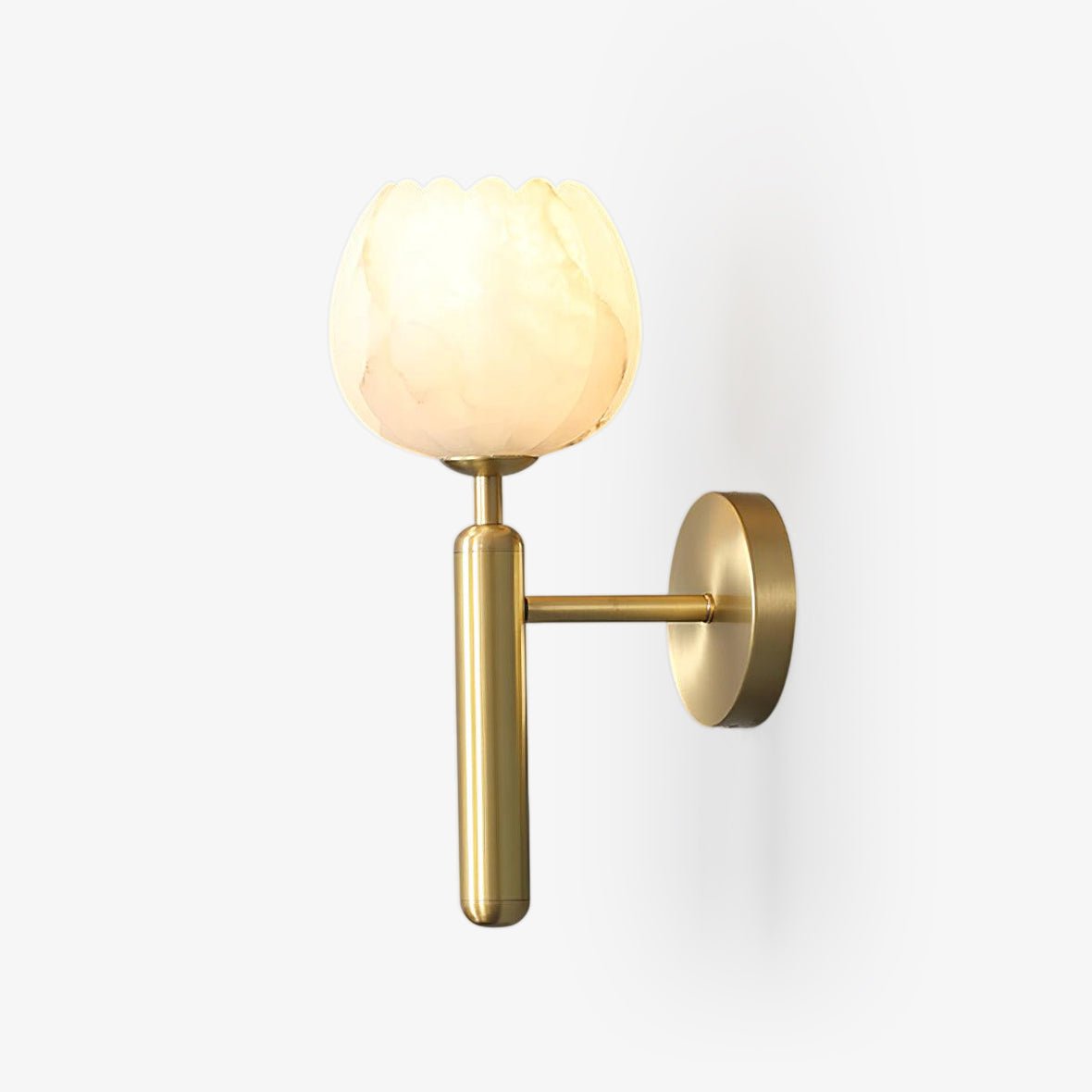 Brass Wall Sconce With Alabaster Flower Accents Design NALANI