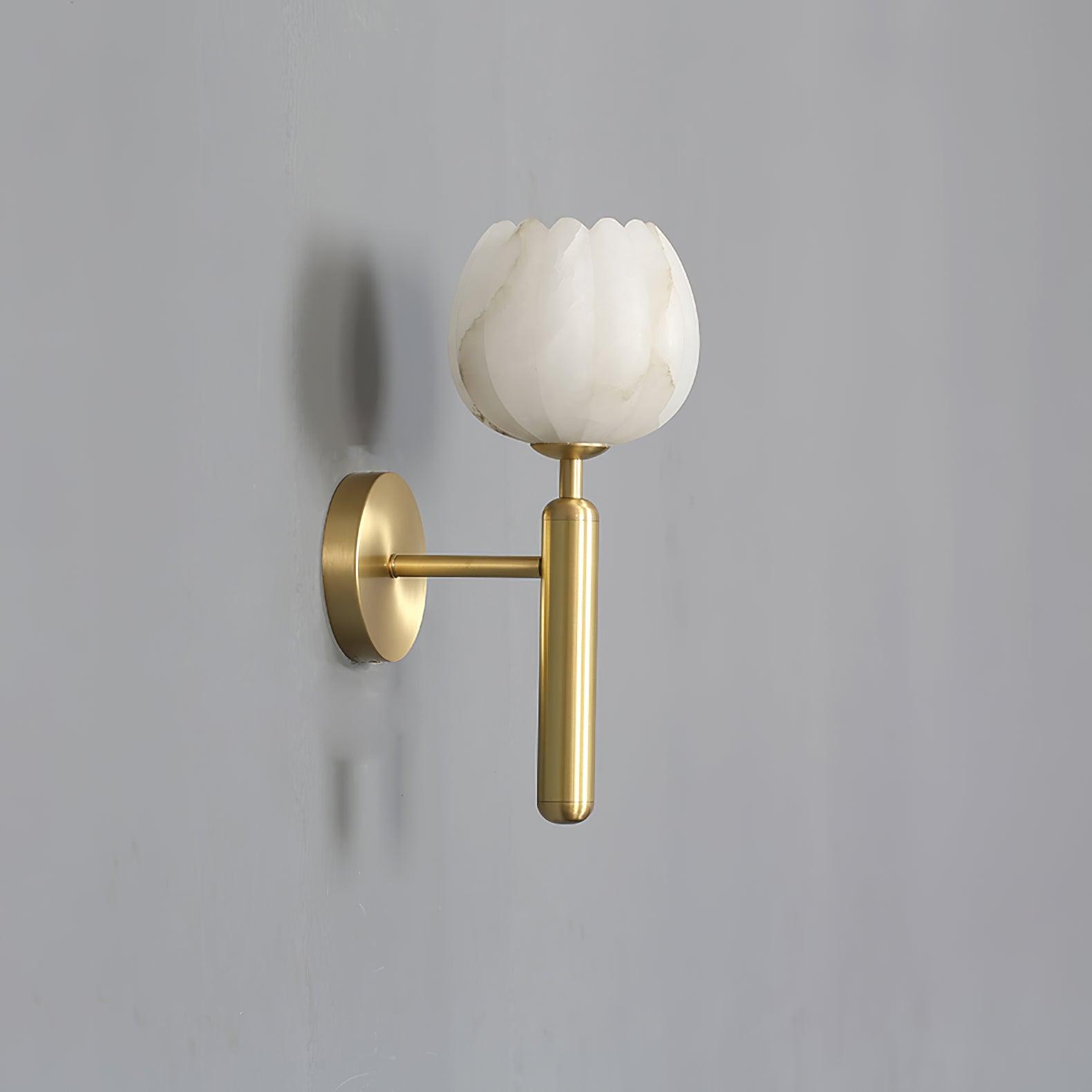 Brass Wall Sconce With Alabaster Flower Accents Design NALANI