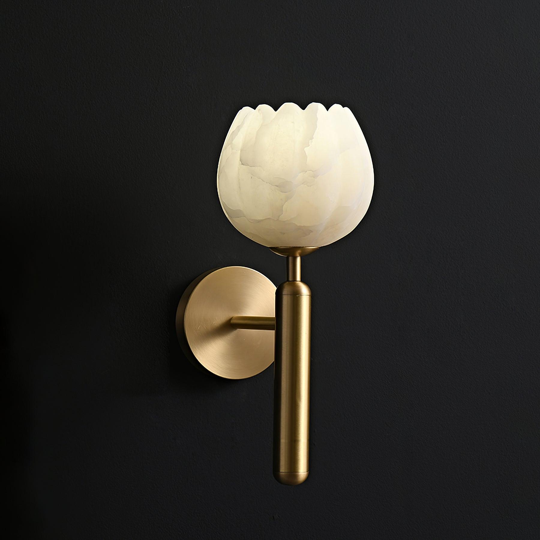 Brass Wall Sconce With Alabaster Flower Accents Design NALANI