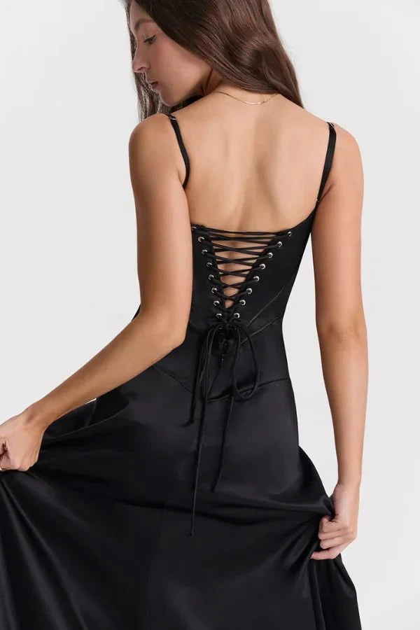 Gabriella – The Silky Satin Corset Maxi Dress Elegant Evening Dress
