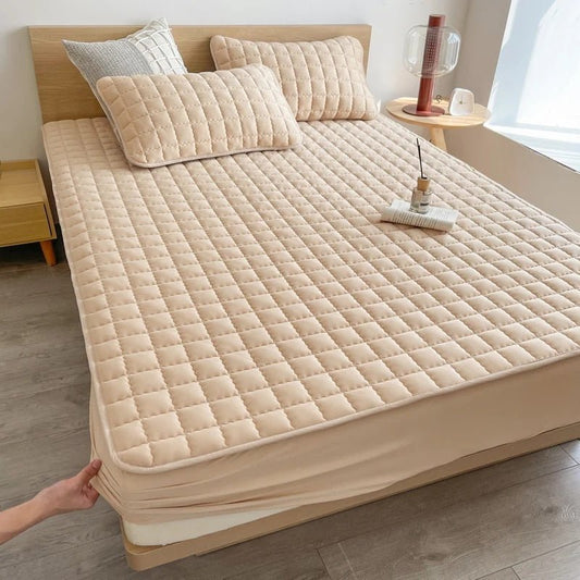 Breathable Mattress Protector Antibacterial Allergen Shield Beige NALANI