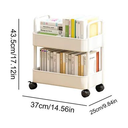 Mobile Rolling Bookshelf Cart With Wheels Two Tier Storage NALANI
