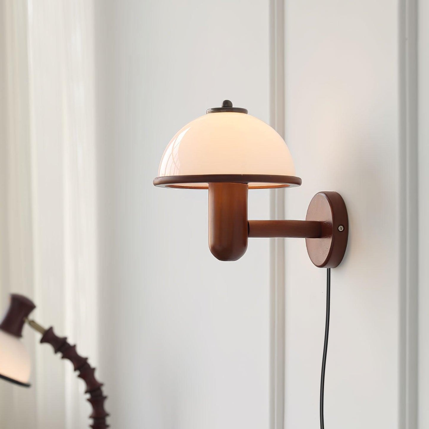Oak Wood Mushroom Wall Lamp Ambient Living Room Light NALANI