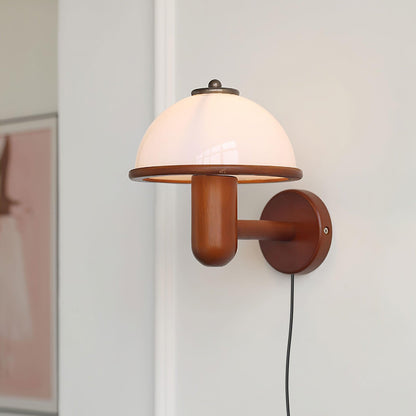 Oak Wood Mushroom Wall Lamp Ambient Living Room Light NALANI