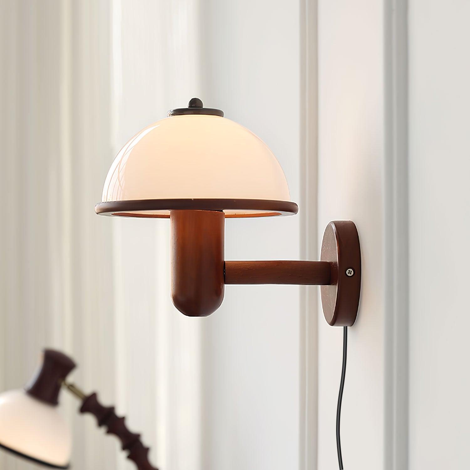 Oak Wood Mushroom Wall Lamp Ambient Living Room Light NALANI