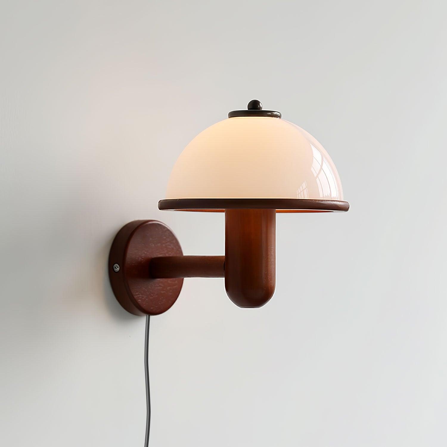 Oak Wood Mushroom Wall Lamp Ambient Living Room Light NALANI