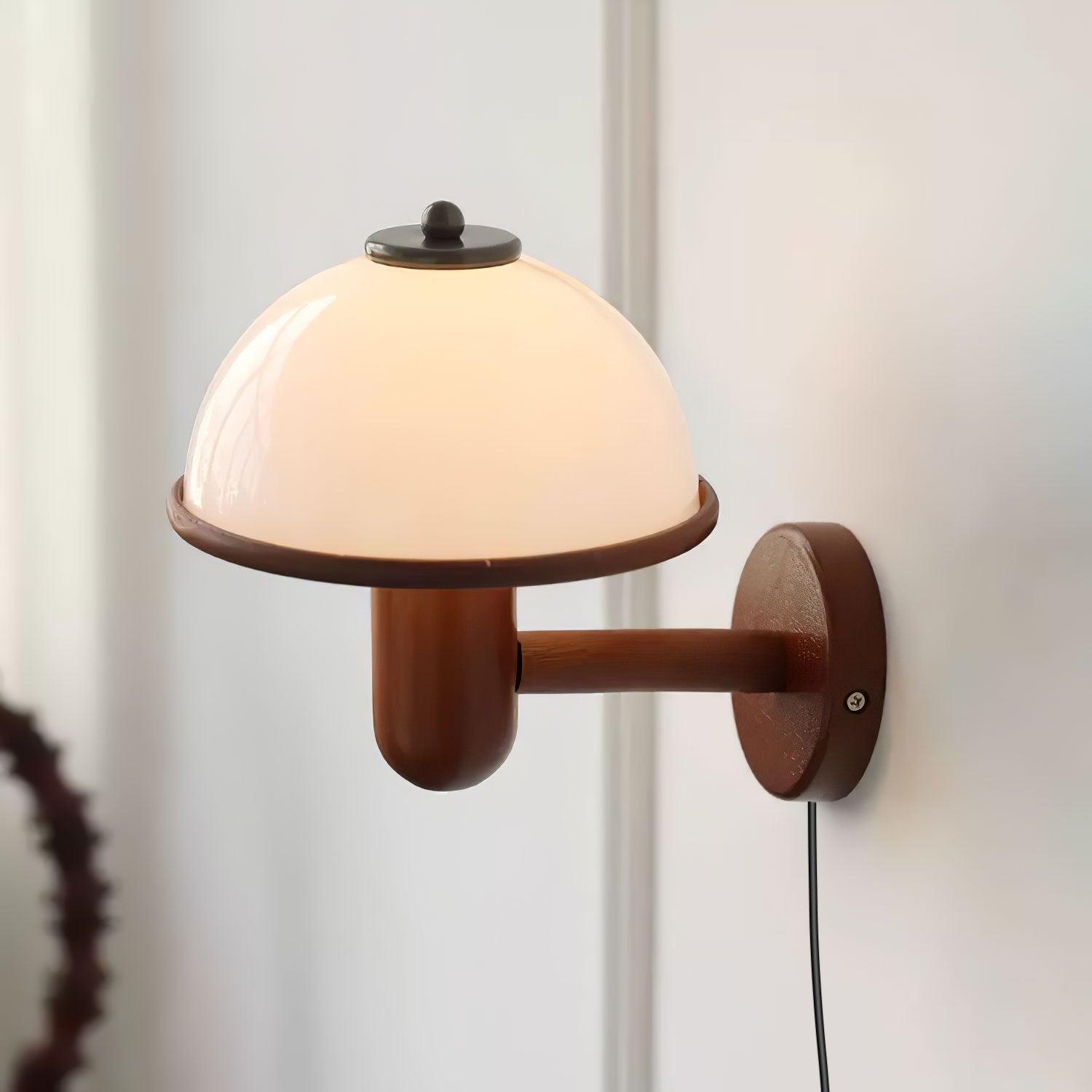Oak Wood Mushroom Wall Lamp Ambient Living Room Light NALANI