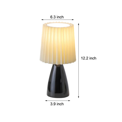 12 Inch Pleated Fabric Table Lamp with Glass Base and USB Dimmable Light NALANI