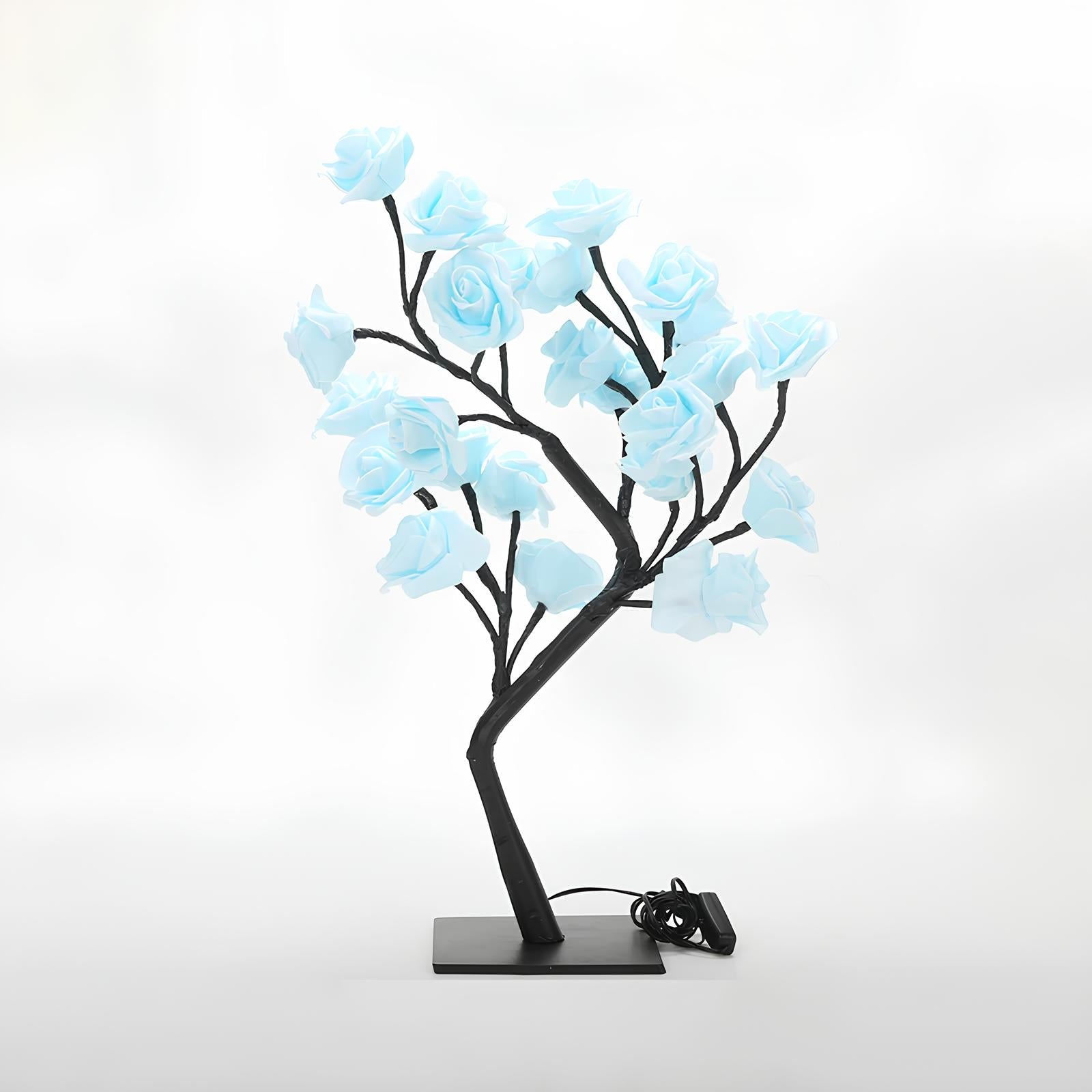 24 LED Rose Tree Night Lamp USB Powered Flower Light Blue NALANI
