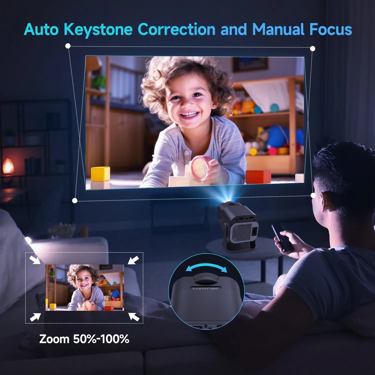 4K WiFi Mini Projector With 180 Degree Swivel Portable NALANI