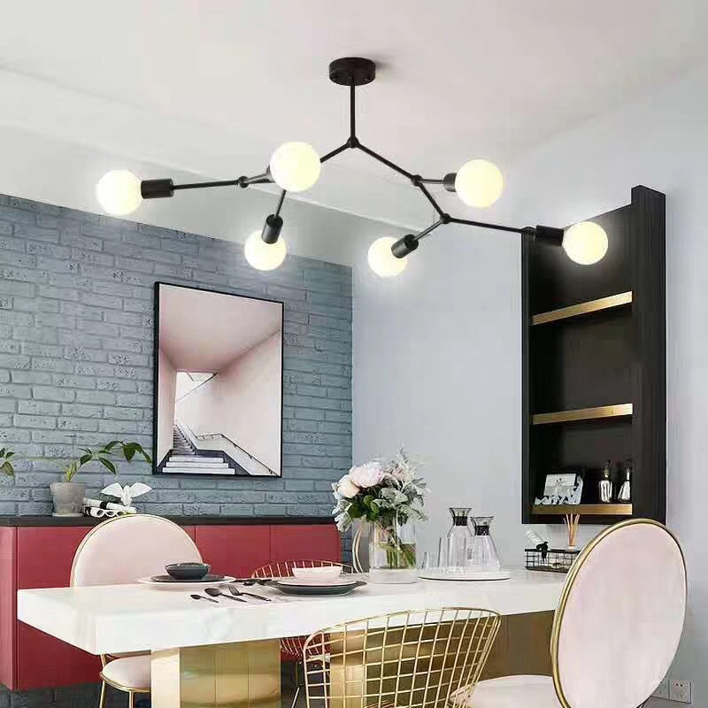 6 Light Branch Chandelier Modern Glass Shade Living Room NALANI