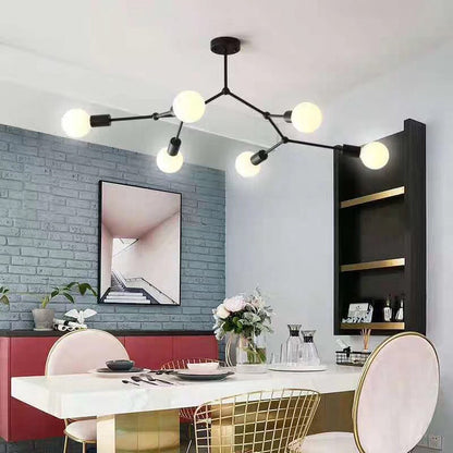 6 Light Branch Chandelier Modern Glass Shade Living Room NALANI