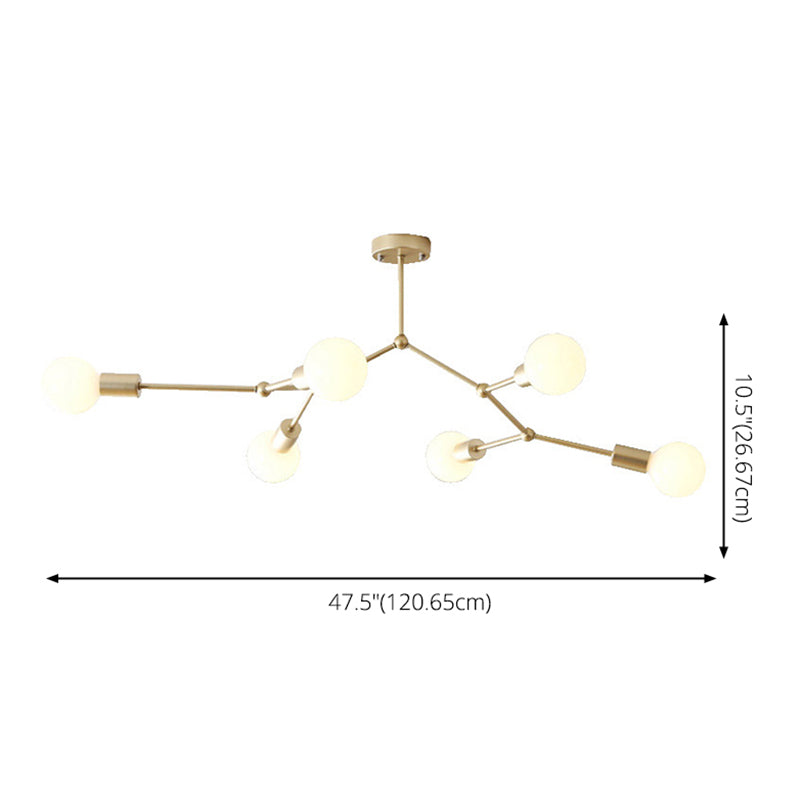 6 Light Branch Chandelier Modern Glass Shade Living Room NALANI