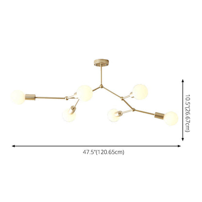 6 Light Branch Chandelier Modern Glass Shade Living Room NALANI