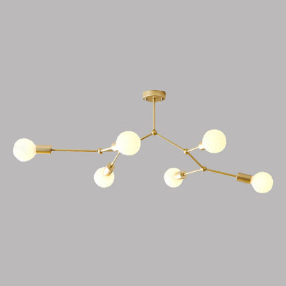 6 Light Branch Chandelier Modern Glass Shade Living Room Gold NALANI