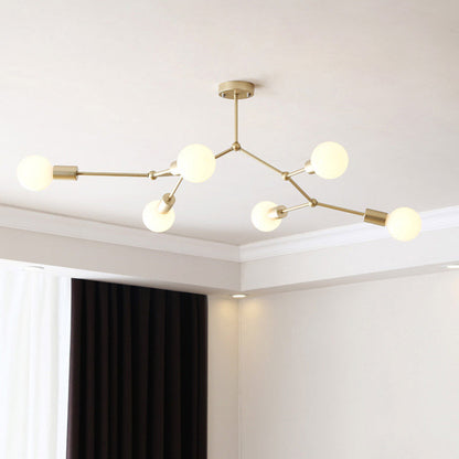 6 Light Branch Chandelier Modern Glass Shade Living Room NALANI