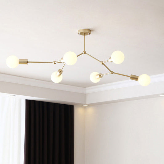 6 Light Branch Chandelier Modern Glass Shade Living Room NALANI