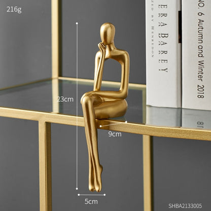 Abstract Book Shelf Decor Figures for Unique Home Accent (Gold) Thinker NaLani