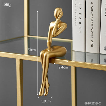 Abstract Book Shelf Decor Figures for Unique Home Accent (Gold) Headphones NaLani