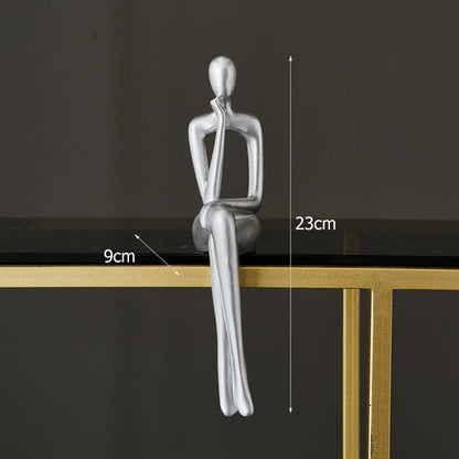 Abstract Book Shelf Decor Figures for Unique Home Accent (Silver) Thinker NaLani