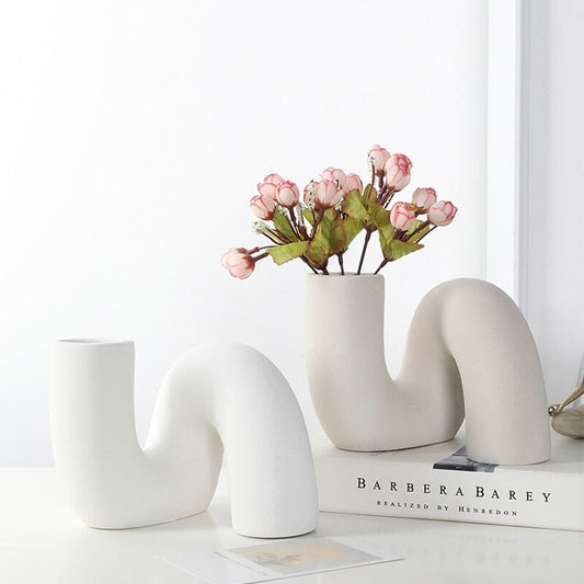 Abstract Ceramic Vase for Bohemian Farmhouse Home Decor Pure white NaLani