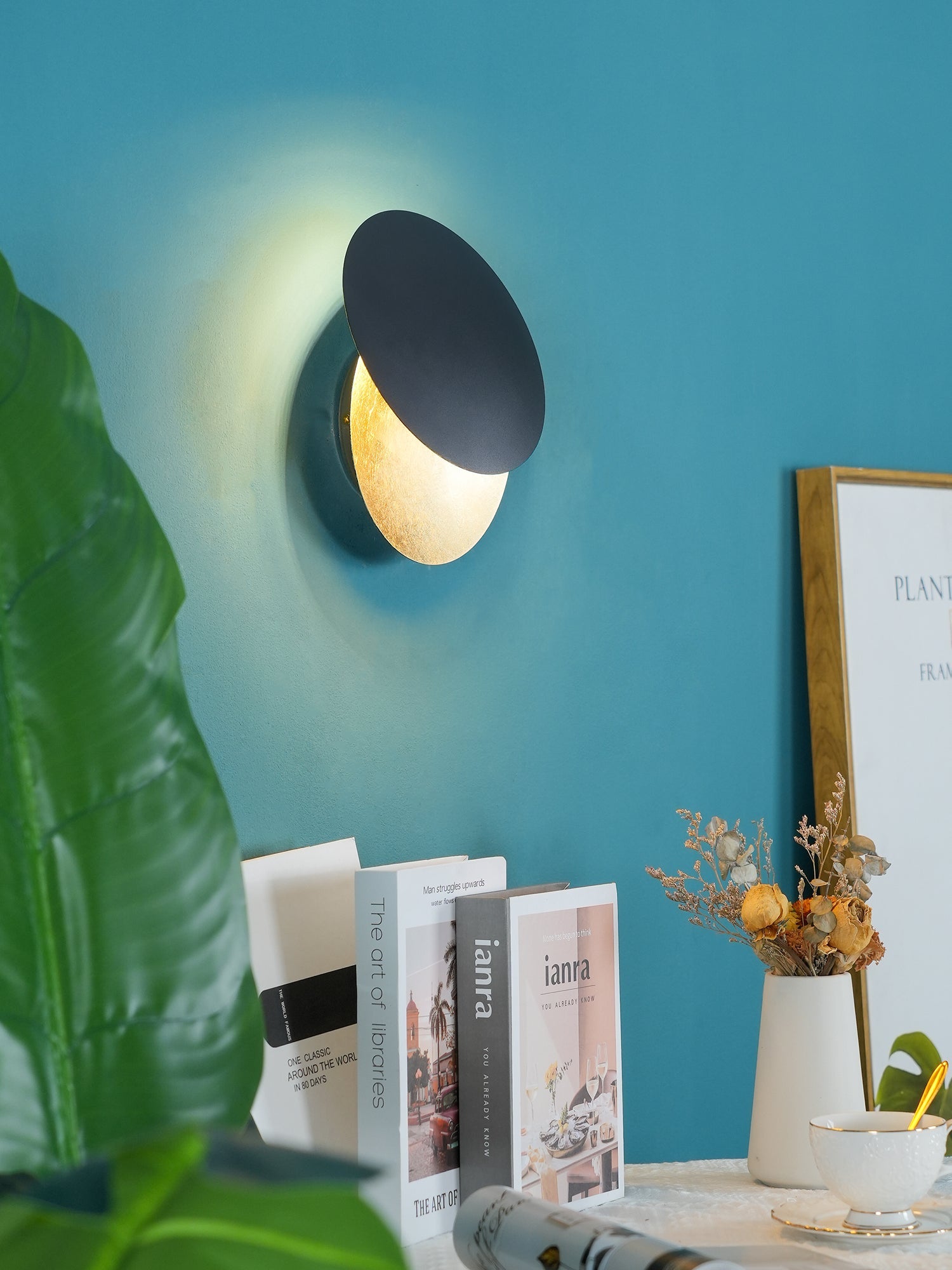 Adjustable Disc Wall Lamp With Nickel Front Disk Modern NALANI