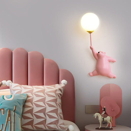Adorable Bear Balloon Wall Lamp for Kids Room Decoration Pink Bear's right hand NaLani