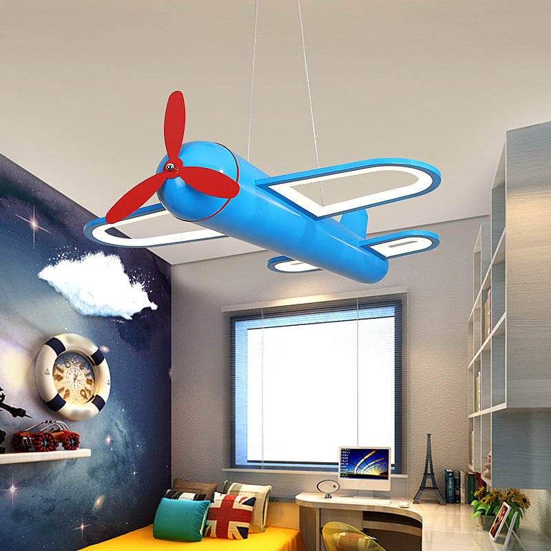 Airplane Shaped Acrylic Kids Chandelier Led Pendant Light Blue NALANI