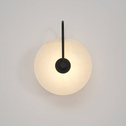 Alabaster LED Wall Sconce With Warm Ambient Glow Lighting ∅ 5.9″ Dia 15cm Set of 2 Black NALANI