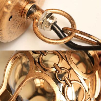 Amber Glass Round Hanging Light Farmhouse Ceiling Pendant NALANI