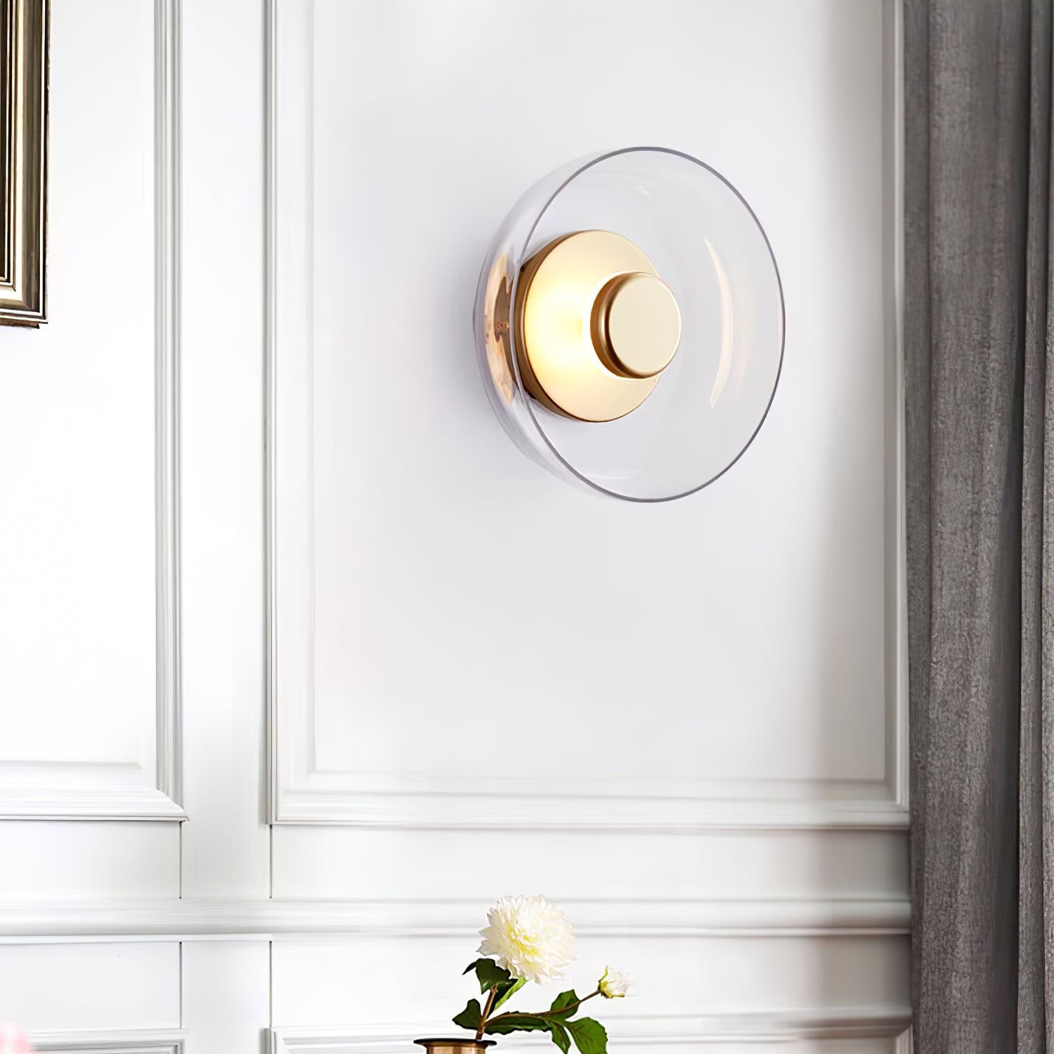 Ambient LED Wall Light With Glass And Brass Screen NALANI