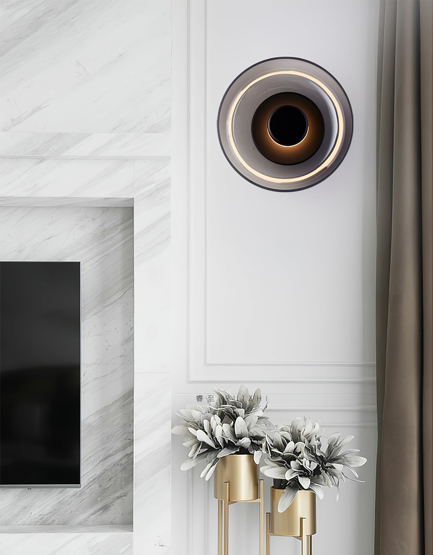 Ambient LED Wall Light With Glass And Brass Screen NALANI