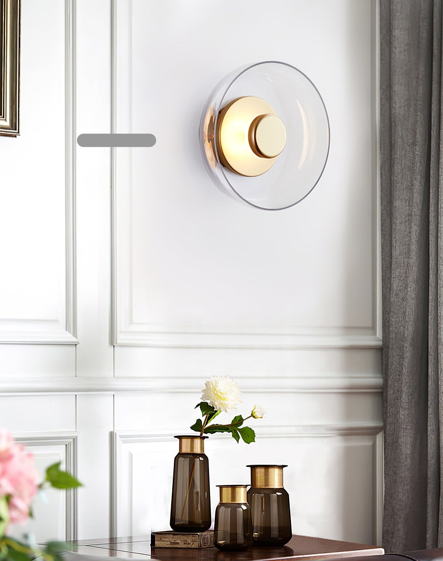 Ambient LED Wall Light With Glass And Brass Screen NALANI