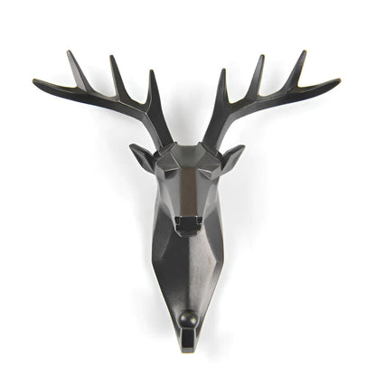 Animal Head Wall Mounted Key Holder and Coat Rack Decor Onyx Deer NaLani
