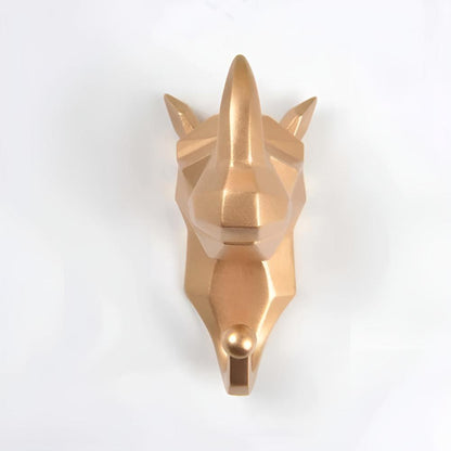 Animal Head Wall Mounted Key Holder and Coat Rack Decor Gold Rhinoceros NaLani