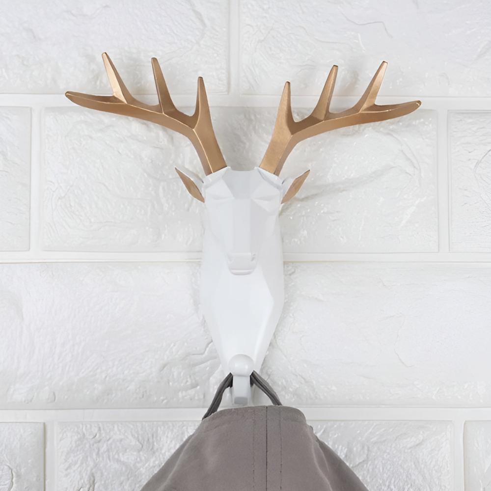 Animal Head Wall Mounted Key Holder and Coat Rack Decor Ivoor Deer NaLani
