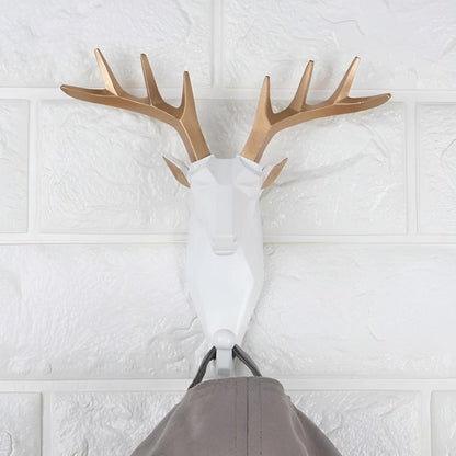 Animal Head Wall Mounted Key Holder and Coat Rack Decor Ivoor Deer NaLani