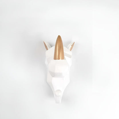 Animal Head Wall Mounted Key Holder and Coat Rack Decor Ivoor Rhinoceros NaLani