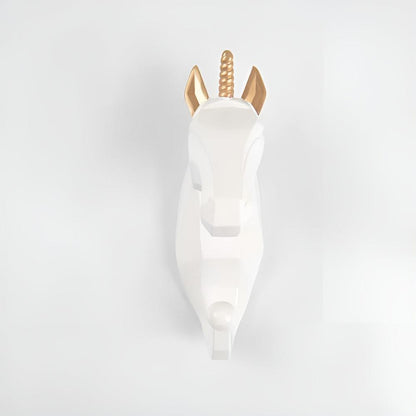 Animal Head Wall Mounted Key Holder and Coat Rack Decor Ivoor Unicorn NaLani