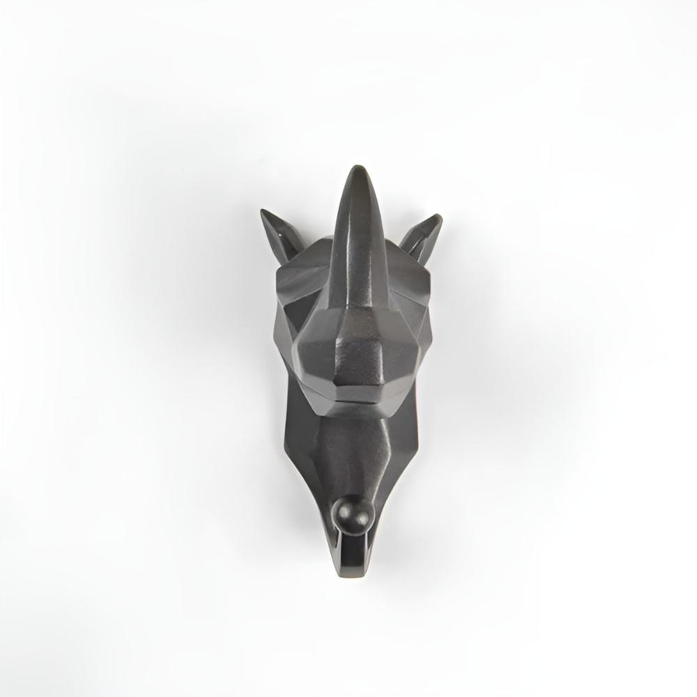 Animal Head Wall Mounted Key Holder and Coat Rack Decor Onyx Rhinoceros NaLani