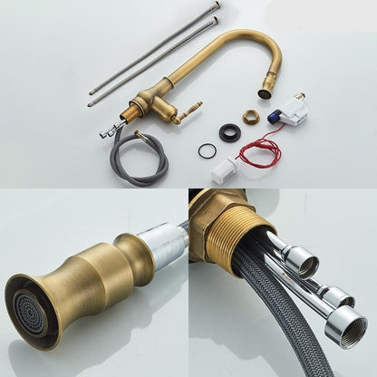 Antique Bronze Pull Out Kitchen Faucet With Touch Sensor-Elektronica/Gadgets-NaLani