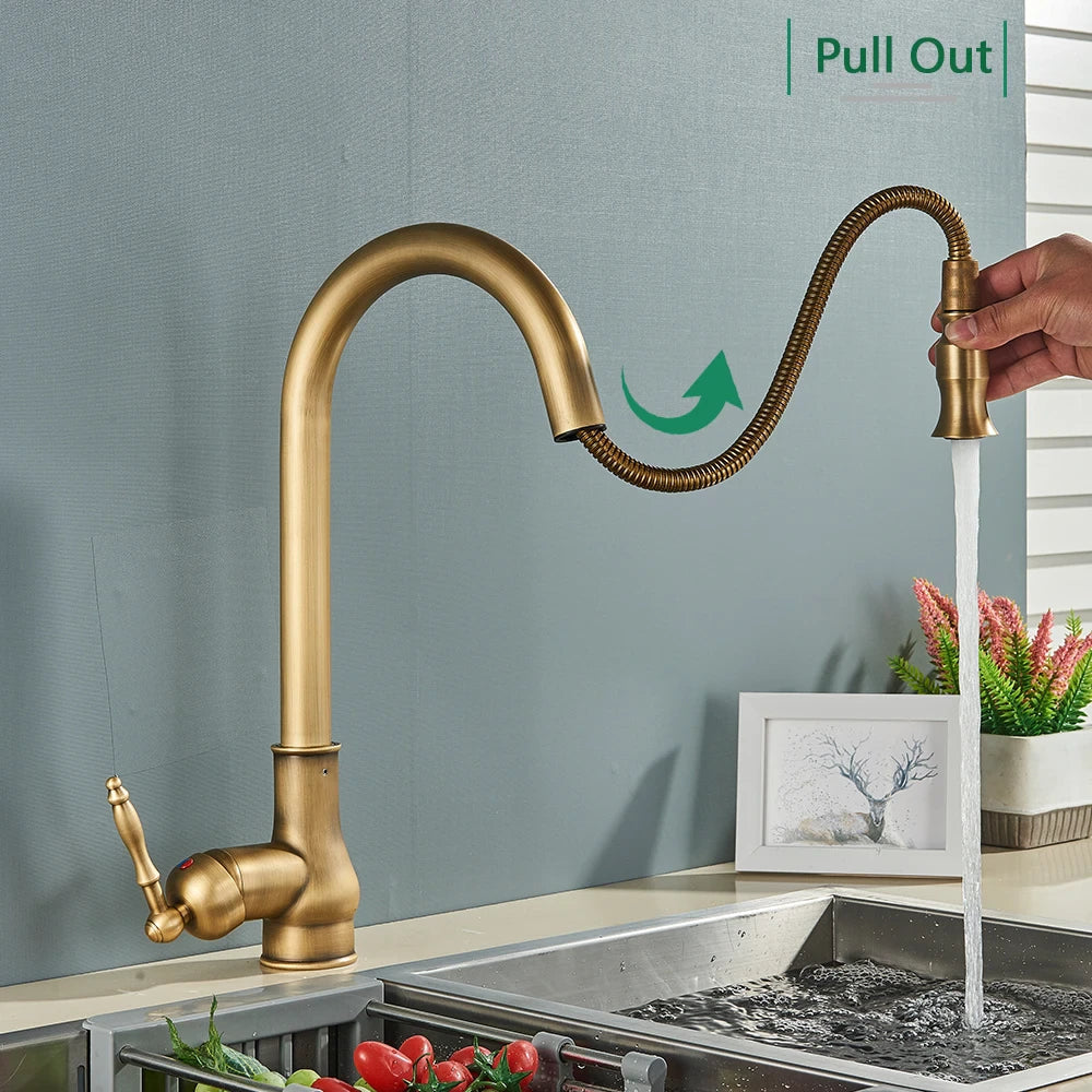Antique Bronze Pull Out Kitchen Faucet With Touch Sensor-Elektronica/Gadgets-NaLani