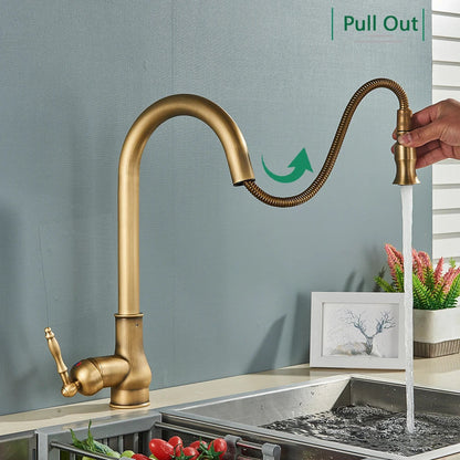 Antique Bronze Pull Out Kitchen Faucet With Touch Sensor-Elektronica/Gadgets-NaLani