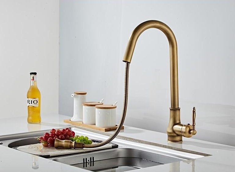 Antique Bronze Pull Out Kitchen Faucet With Touch Sensor-Elektronica/Gadgets-NaLani